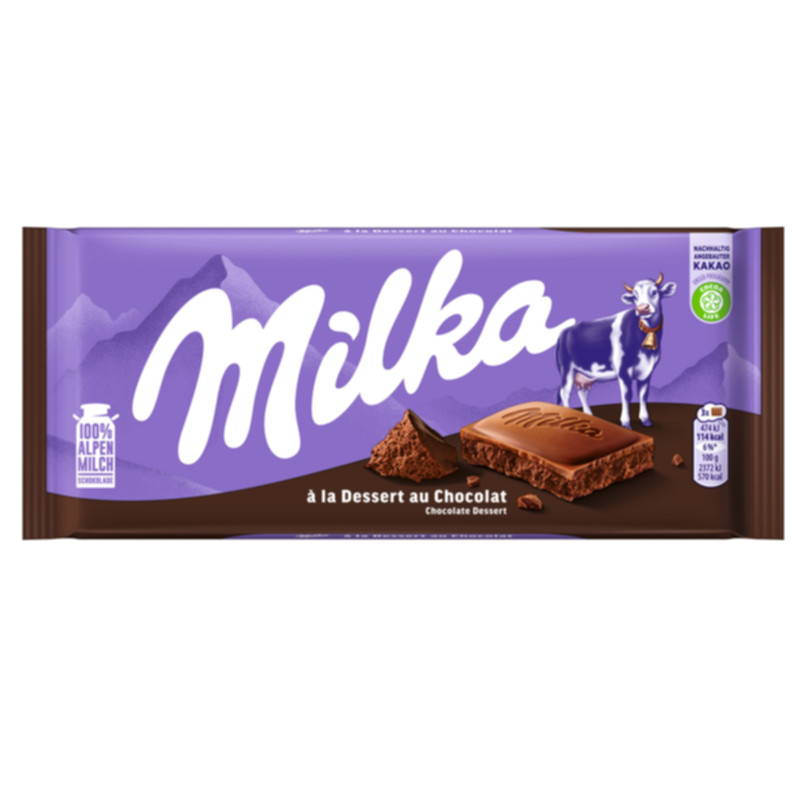 Milka Schokolade Dessert au Choc 100 g zartschmelzende Alpenmilch Schokolade mit Schokoladencreme